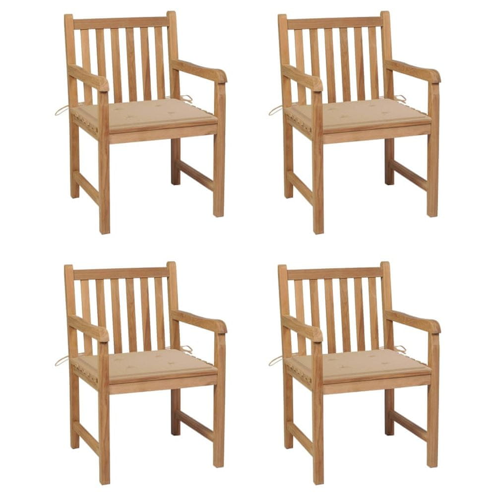 Petromila vidaXL Záhradné stoličky 4 ks s béžovými podložkami teakový masív